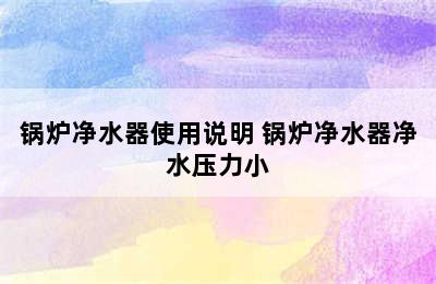 锅炉净水器使用说明 锅炉净水器净水压力小